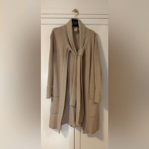 Vintage Chloe Scarf Tie Taupe Long Cardigan Coat
